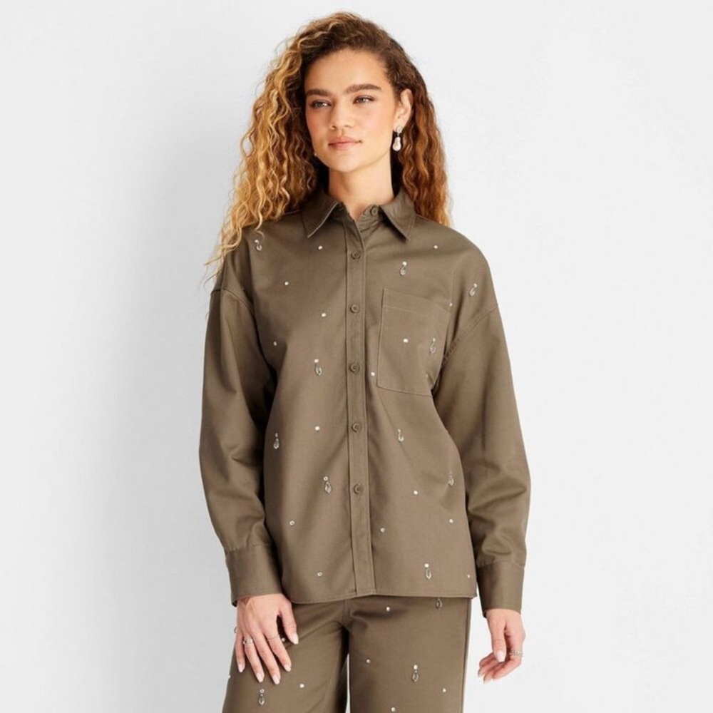 Embellished Women's Khaki Jacket